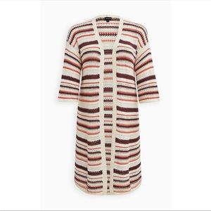 NWT Torrid multi stitch Stripe duster/ kimono. In pink colors size 1x